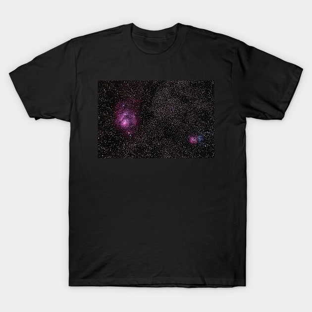 The Lagoon and Trifid Nebula T-Shirt by Sidetrakn